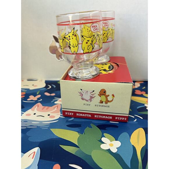 Vintage Pokemon Retro Glass Cup Set Of 2 Pikachu - Picture 11 of 11